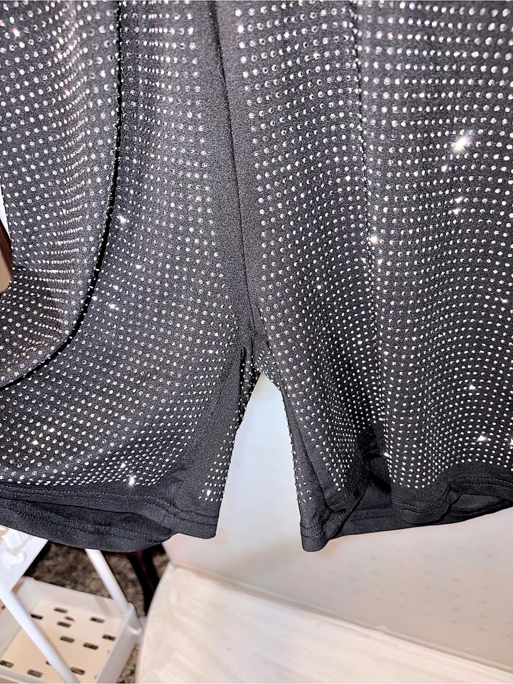 Daisy Black Rhinestone Mesh Mini Rhomper Like New Large - Picture 4 of 5